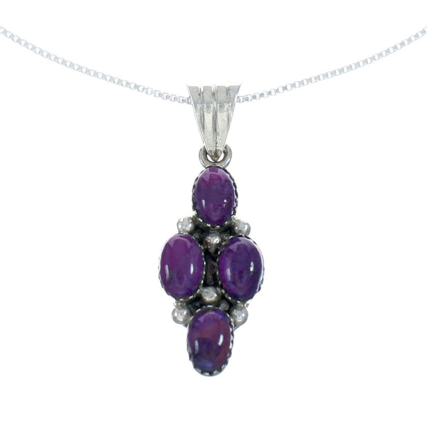 Southwest Magenta Turquoise Sterling Silver Box Chain Necklace Set JX129104